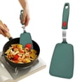 thumbnail image 3 of Flexible Silicone Turner Spatula, Heat Resistant Flat Pancake Spatula for Non-Stick Cookware Griddle Eggs Burgers, Dark Green Angled Slotted, 3 of 5