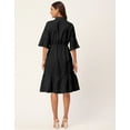 thumbnail image 3 of Moomaya Solid Bow-Knot Dress For Women, Ruffle Sleeve Tiered Flared Dress, 3 of 8