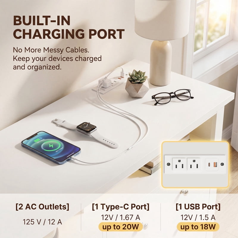 Lacoo 6 Drawer Dresser with Smart RGB LED Lights, Built-in Charging Station, Large Storage Chest of Drawers with Open Shelf