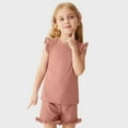 thumbnail image 5 of Krdevn Girls Summer Outfits 2 Piece Set Toddler Baby Pure Color Sleeveless Top Elastic Waist Shorts Casual Beach School Party Yoga Play,6-12 Months, 5 of 7