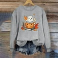 thumbnail image 5 of Feancey Women's Spooky Sweatshirt Funny Cute Ghost Graphic Pullover Casual Crewneck Loose Blouses Teen Girl Novelty Pumpkin Printed Tops Gray L, 5 of 5