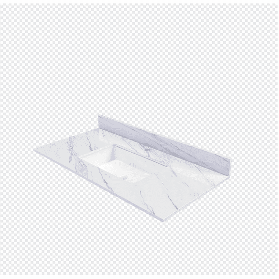 43" White Marble Vanity Top w/ Undermount Sink, 1 Holes, 4" Backsplash