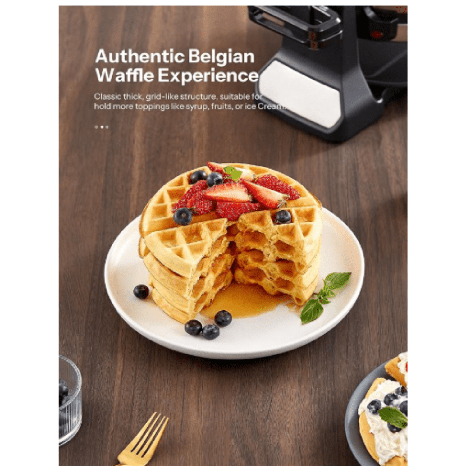 Belgian Waffle Maker, Classic Rotating Waffle Iron with Nonstick Plates, Removable Drip Tray and Cool Touch Handles, Double Flip Waffle, Rotating Belgium Waflera Maker by Yabano, Brushed Stainless