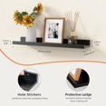 thumbnail image 3 of Floating Shelves es Wall Shelves Set of Wood Storage Shelves with Ledge Wall Mounted Floating Shelf for Living Room Kitchen Bedroom Books Photo Frames Decor Walnut, 3 of 8