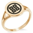thumbnail image 1 of Stainless Steel So Samurai Crest Minimalist Oval Top Polished Statement Signet Ring, 1 of 1