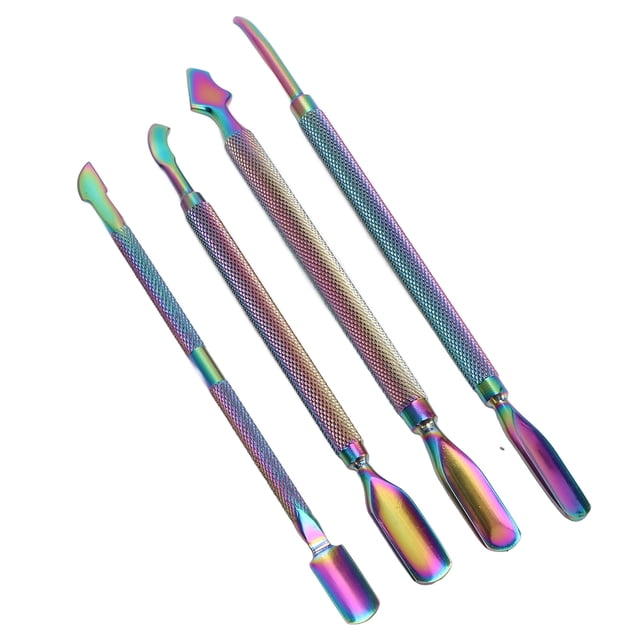 Nail Cuticle Pusher Set, Metal Manicure Pedicure Nail Tools Cuticle Pusher Tools 4pcs with Storage Case for Fingernails Toenails