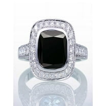 1.5 Carat Cushion Cut Black Diamond and Diamond Halo Vintage Engagement Ring for Women on 10k White Gold