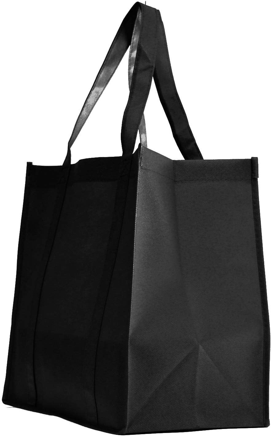Qty 5 Jumbo Strong Reusable Grocery Shopping Bag Black XL 22"W x 16"H x 10"D 
