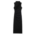 thumbnail image 5 of Women Elegant Sleeveless High Collar Long Dress Fashion Sexy Split Pleated Bodycon Dress Summer Sleeveless Going Out Clothes, 5 of 7