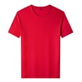 thumbnail image 2 of SWSMCLT Men's Soft Short Sleeve Shirt Lightweight T-shirt Solid Summer Top Basic Crew Neck Tee Cool Slim Fit Red Large, 2 of 4