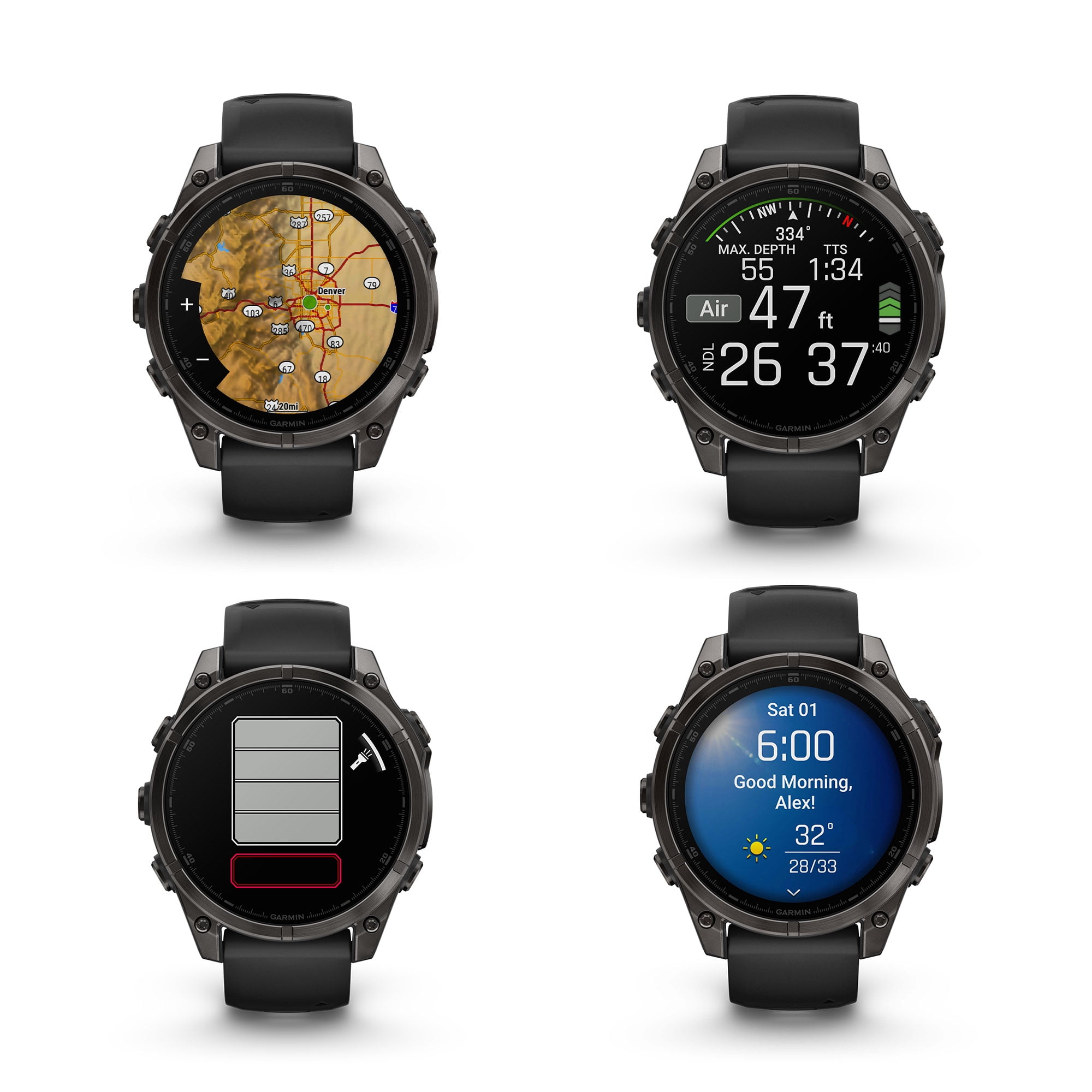 Garmin Fenix 8 47MM AMOLED Sapphire GPS Smartwatch Carbon Gray DLC Titanium with Black Gray Silicone Band Bundle