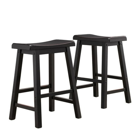 Weston Home Ashby 24" Counter Stools, Set of 2, Black Rubbed (ONLY Q STOOL AND LEG IS SPLIT)