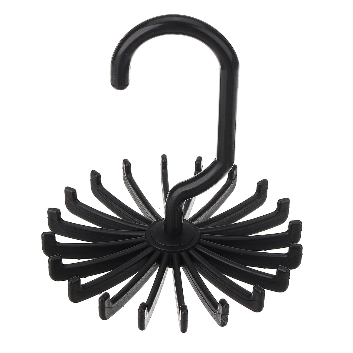 Black 2PCS Clothes Hanger Non Slip Scarf Rack Velvet Swivel Hook 11 Holes Organizer Belt Hanger Mens Ties Rack 