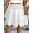 thumbnail image 5 of Womens Summer Flowy High Waist Ruffle Casual Cute Boho Beach Short Skirts Built-in Shorts White XL, 5 of 7