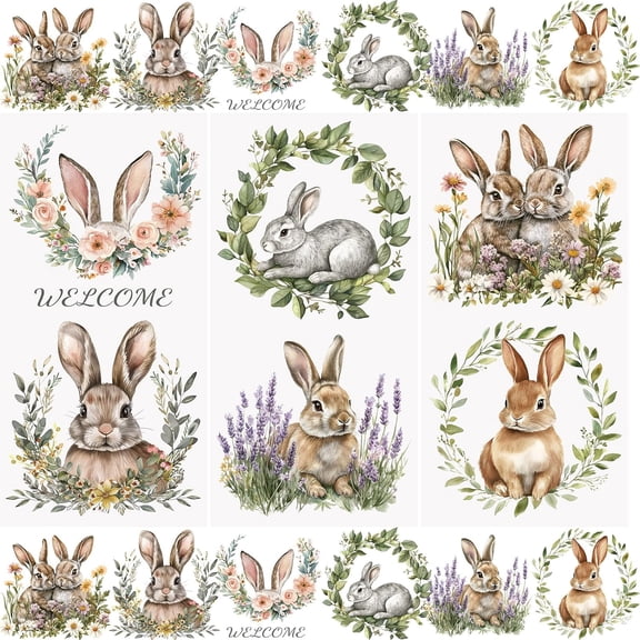 3 Pcs Easter Day Stickers Rub on Transfer Stickers Rabbit Pattern Decals Animals Rub on Stickers for DIY Scrapbooking Photo Albums Furnitures Laptop