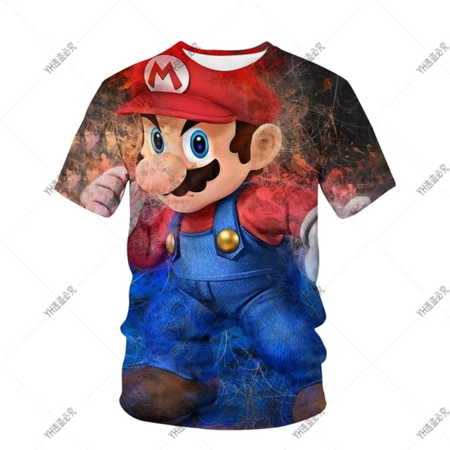 Disfraz de Super Mario para niños, camiseta de verano, camiseta de Cosplay de Mario Brothers Fantasy Super Mario para niños, Top deportivo de moda 2XS heqiyong CONDUJO