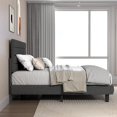 thumbnail image 4 of Sutaifuri Modern Platform Bed Frame Queen Size,with Adjustable Fabric Headboard and Wood Slats Support, 4 of 8