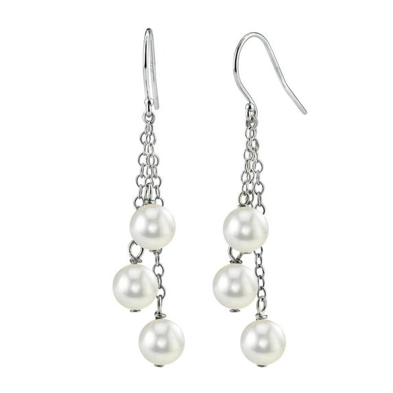 14K Gold White Akoya Cultured Pearl Cluster Earrings