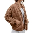 thumbnail image 4 of CHUMUD Womens Dolman Long Sleeve Full-Zip Quilted Jacket Casual Stand Collar Warm Outwear Winter Padded Coat with Pockets, 4 of 8
