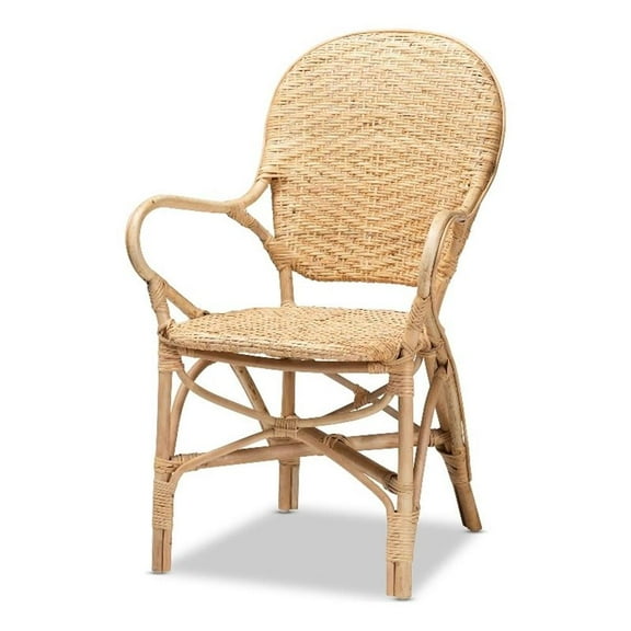 Bowery Hill Contemporary Brown Finished Bohemian Rattan Dining Chair