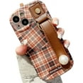 thumbnail image 6 of Compatible with iPhone Case,Splice Plaid Checkered Design Wristband [Compatible with Wireless Charging] Camera Lens Protection Soft Shockproof Cover Phone Case (Red,iPhone 12), 6 of 6