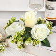 thumbnail image 4 of MERILER Candlestick Garland Wreath - Artificial Rose Candle Flower Ring for Home Party Wedding Table Decoration, Silk Cloth Material, Christmas Holiday Centerpiece, 4 of 6