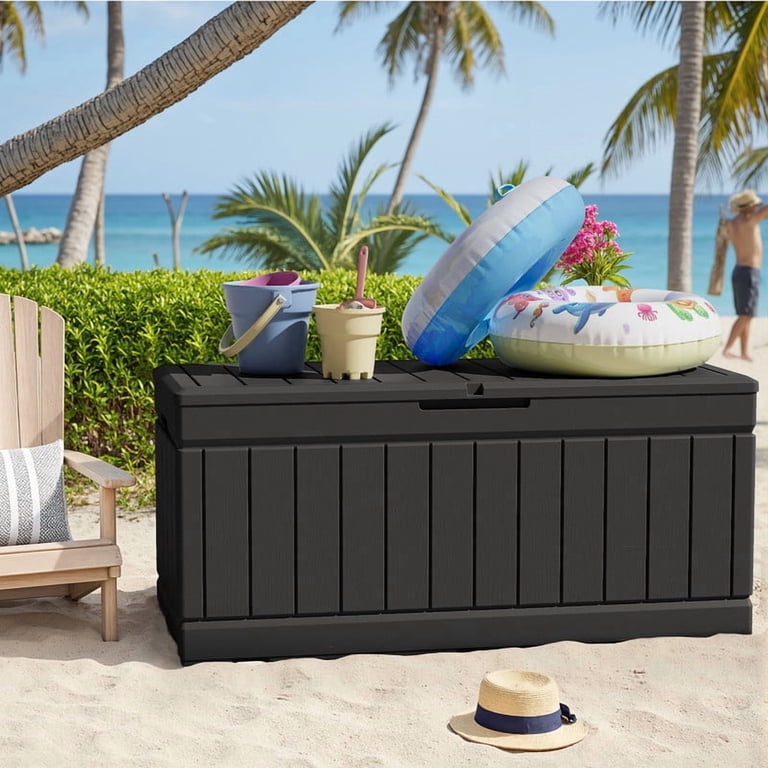 Homall 82-Gallon Resin Deck Box, 45.66 In. Wide, Black photo 5