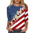 thumbnail image 2 of JOANKDMI Women's American Flag Shirts 3/4 Sleeve 4th of July Independence Day Crew Neck Tops Patriotic Holiday Festival Fashion T Shirts, 2 of 7