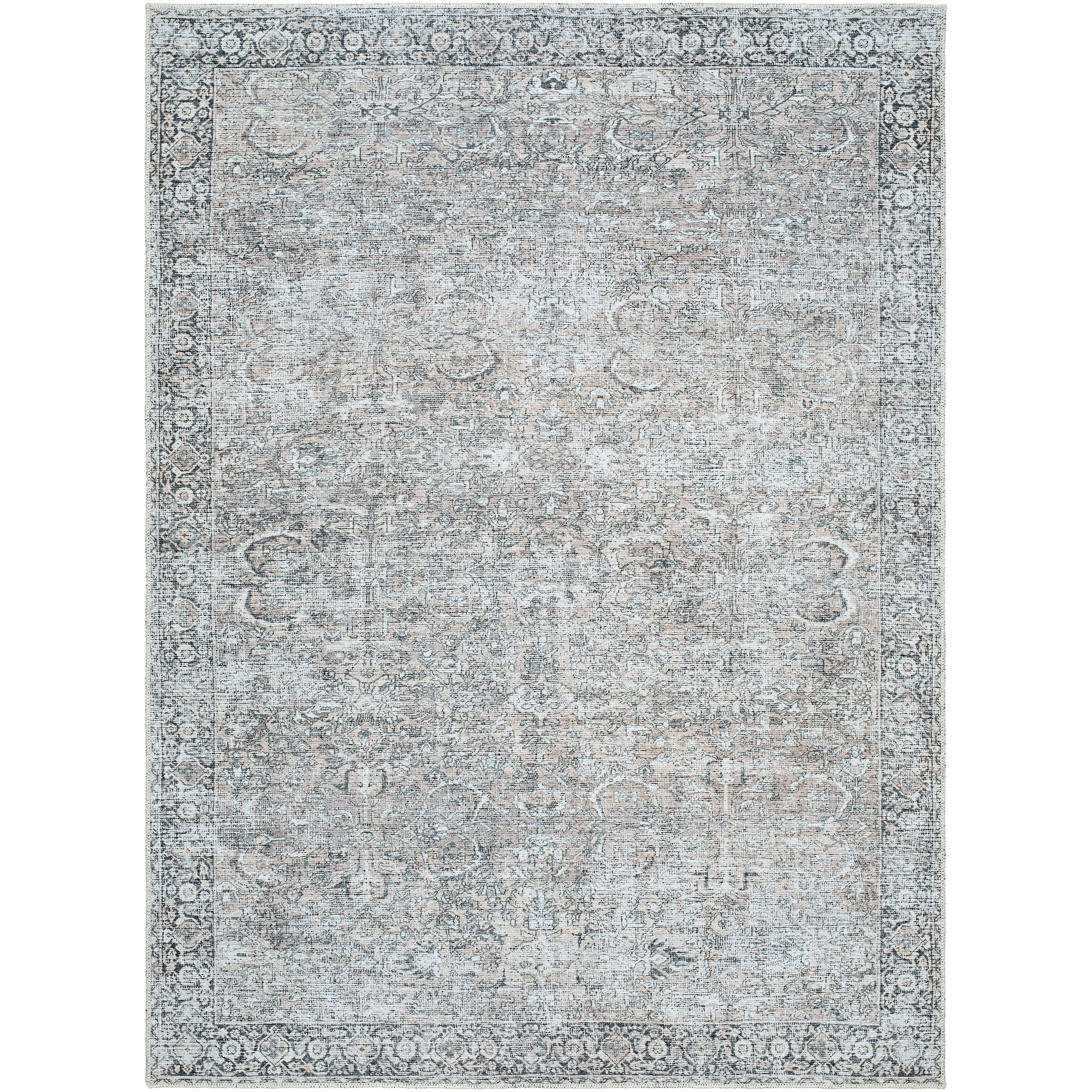 Better Homes & Gardens Persian Blooms Washable Non-Skid Indoor Area Rug, Brown, 5 ft 3 in x 7 ft