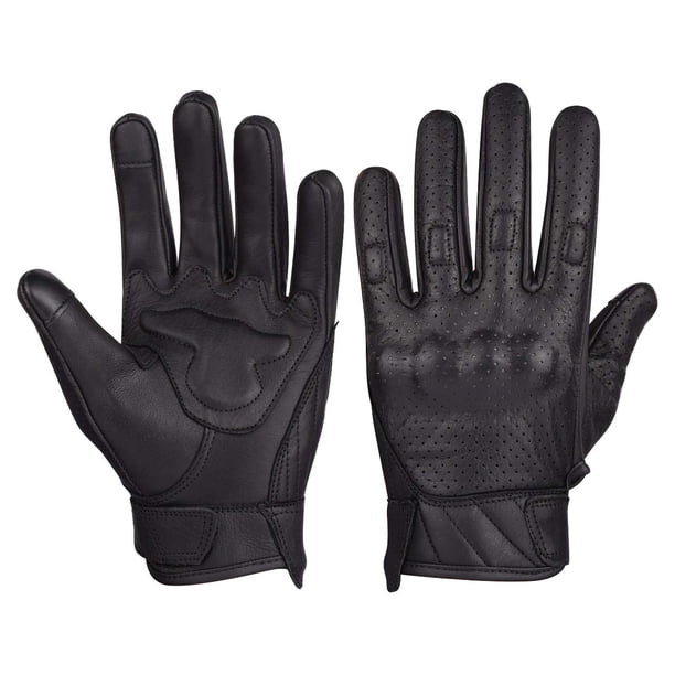 Guantes de Motociclista Vance de Cuero Perforados con Nudillos Acolchonados Talla S