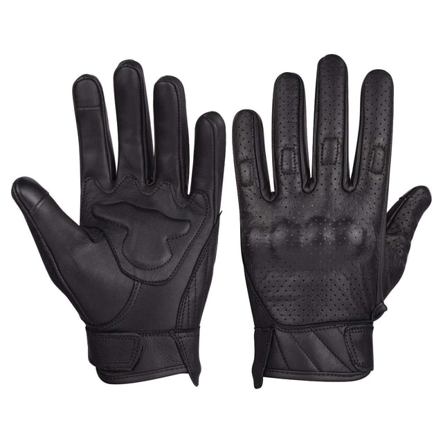 Guantes de Motociclista Vance de Cuero Perforados con Nudillos Acolchonados Talla S