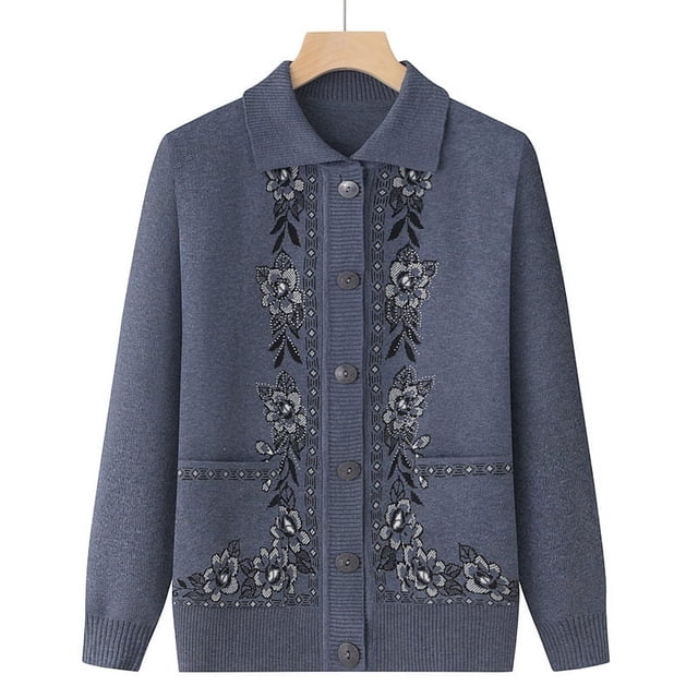 Ropa de primavera para personas de mediana edad y mayores, cárdigan fino, suéter de abuela para primavera y otoño, suéter para madre, abrigo, ropa para señora mayor