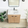 thumbnail image 4 of Palos 30" Single Bath Vanity in Fir Wood Brown with Drop-In White Ceramic Basin, 4 of 15