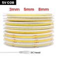 thumbnail image 3 of Barra de luz LED COB de 3 mm, 5 mm y 8 mm, 5 V, 12 V, 320 ledes/m, 3000 K, 4000 K, 6000 K, cinta flexible de alta densidad para iluminación de gabinetes, 3 of 5