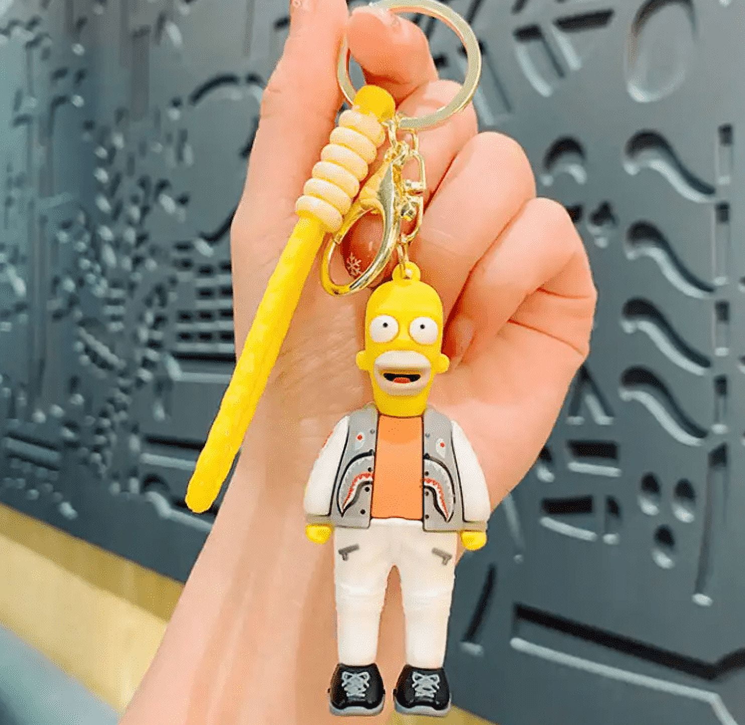 THE SIMPSONS Keychain 3D Silicone Pendant Accessories, SET of 4, for Backpack, Purse, Handbag