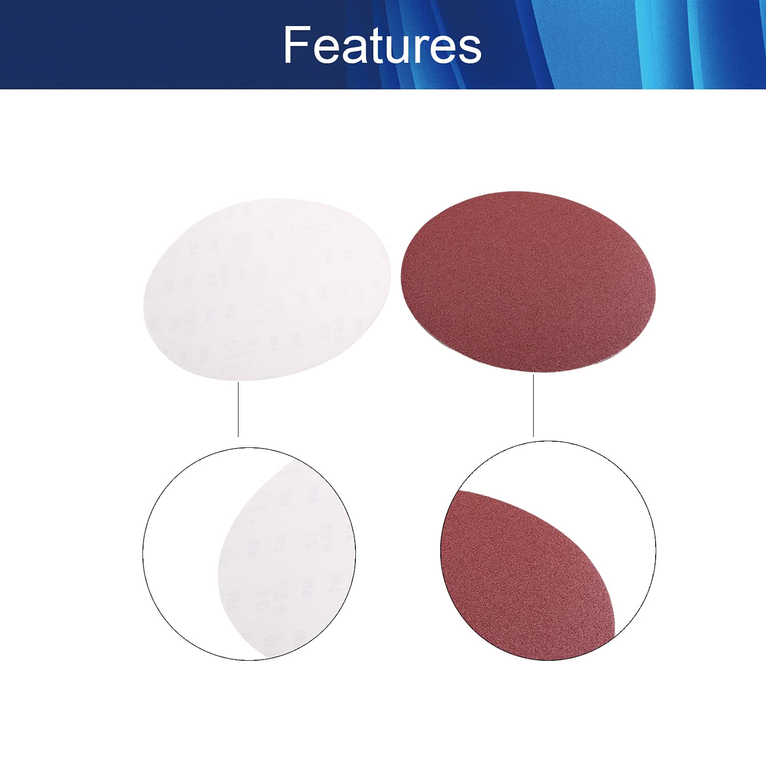 XiHAMA 12-inch PSA Sanding Discs 60 Grits NO-Hole Self Stick Adhesive Back Aluminum Oxide Sanding Discs for Orbital Sander