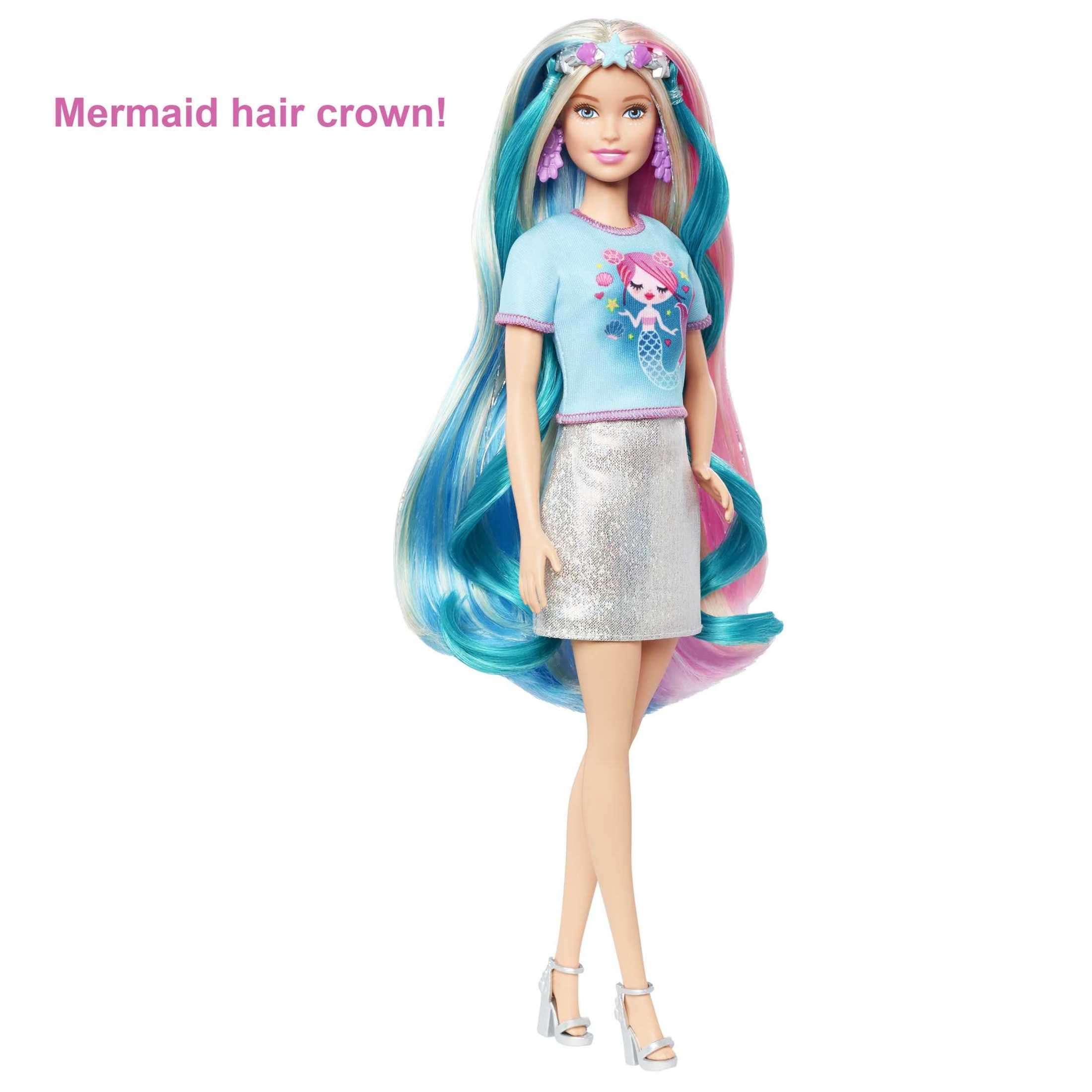 Barbie Fantasy Hair Doll with Themed Style Colorful Blonde Hair Clothes Accessories Walmart