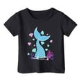 thumbnail image 3 of Girls Shirts Size 6-8 Casual Loose Short Sleeve Fashion Cool Graphic Tee Shirt Soft Comfy Summer Outerwear Clothing(Ocean Animal, Black, 8-9 Years), 3 of 3