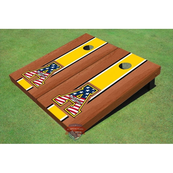 Appalachian State University Patriotic "A" Yellow Rosewood Matching Long Strip Cornhole Boards
