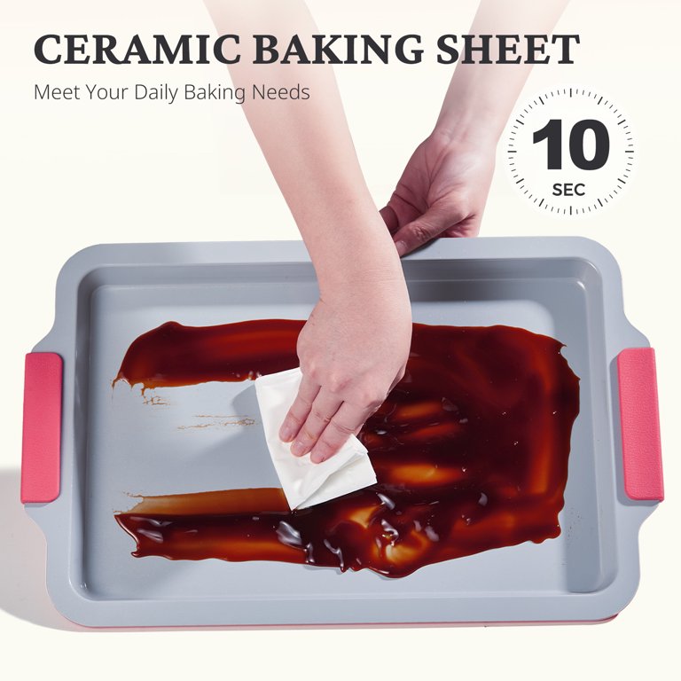 Hongbake 3-Piece Ceramic Nonstick Baking Sheets Red photo 7