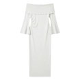 thumbnail image 2 of YMNXA Women's Maternity Dress Long Sleeve Off Shoulder Solid Color Elegant Stretchy Maxi Pregnant Dresses For Photography,White,Xl, 2 of 5