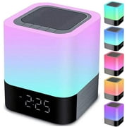 Night Lights Bluetooth Speaker, Alarm Clock Bluetooth Speaker Touch Sensor Bedside Lamp Dimmable Multi-Color Changing