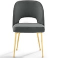thumbnail image 5 of Contemporary Modern Urban Designer Dining Kitchen Room Side Chair, Velvet Fabric Metal Steel, Gold Grey Gray, 5 of 8