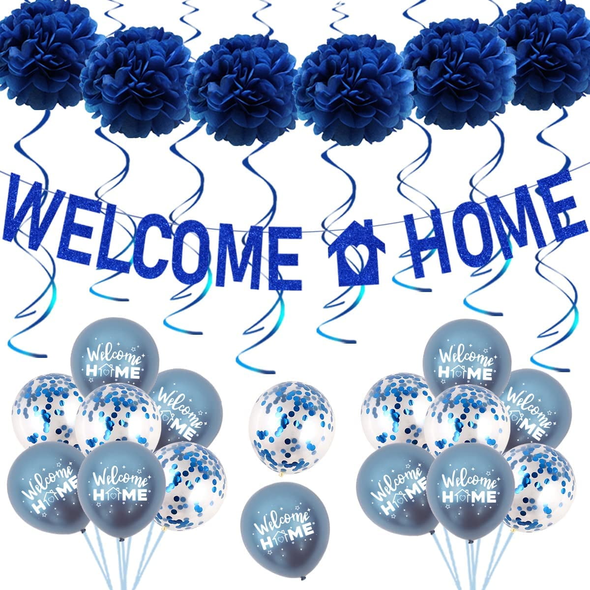 Welcome Home Balloons Decorations Blue Welcome Home Party Supplies ...