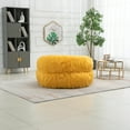 thumbnail image 5 of Faux Fur Bean Bag Chair with Ottoman, Oversized Lazy Sofa Chair, Comfy Upholstered Lounge sofa Chair w/Footrest for Living Room, Bedroom, Office, Yellow, 5 of 9