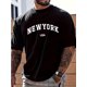 thumbnail image 1 of Plus Size Men's New York Print Fancy Letter T-Shirt, Short Sleeve Casual Fashion Tee, Street Style Crew Neck Shirt, 1 of 5