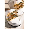 thumbnail image 3 of Cape Robbin Colinda White Vegan Slip On Big Buckle Gold Slides Mules Sandals, 3 of 4