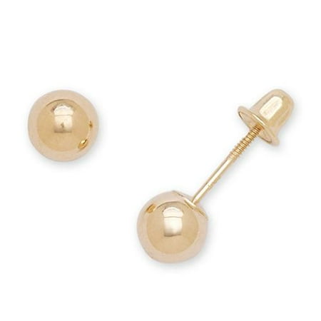 Curata 14k Yellow Gold 5mm Ball Screw-back Stud Earrings