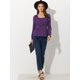 thumbnail image 2 of Blusa Fruncida para Mujer Cuello Cuadrado con Volantes Peplum Púrpura XL, 2 of 6