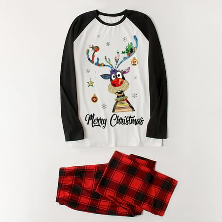 

women Christmas pajamas for family matching outfits son daughter sets soft Black Fashion Moms Long Sleeve Printing Top Pants Suit Family Parent-child Wear Mom